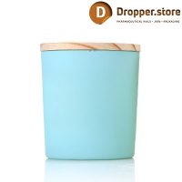Blue Glass Jar 220ml with Wooden Lid for Candles