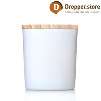 White Glass Jar 220ml with Wooden Lid for Candles