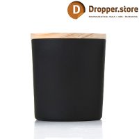 Black Glass Jar 220ml with Wooden Lid for Candles