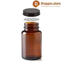 Amber-Glass-Pill-Bottle-120ml-TYPE-III-with-Brown-Aluminum-Cap-Press-Liner-405-oz.-120-cc-Amber-Glass-Packer-Bottle-for-Pills-Tablet-Supplements-Vitamins-Capsules-Nutrition-Powder