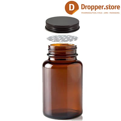 Amber-Glass-Pill-Bottle-120ml-TYPE-III-with-Brown-Aluminum-Cap-Press-Liner-405-oz.-120-cc-Amber-Glass-Packer-Bottle-for-Pills-Tablet-Supplements-Vitamins-Capsules-Nutrition-Powder