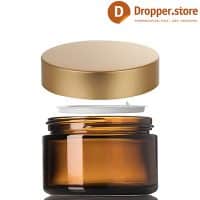 Amber Glass Jar 30ml with Gold Aluminum Cap - Pharmaceutical Vials - Amber Jar for Cream 30ml - Cosmetic Jar 30ml - Medical treatments - www.dropper.store
