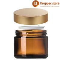 Amber Glass Jar 50ml - TYPE III with Gold Aluminum Cap & PP Liner | Pack of 12pcs